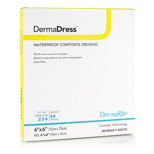 DermaRite DermaDress Waterproof Composite Dressing, 4" x 4" (276)