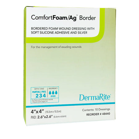DermaRite ComfortFoam/Ag Border, 4" x 4" (48440)