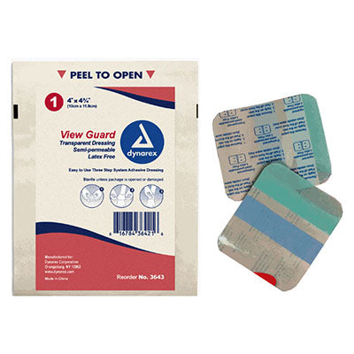 Dynarex View Guard Transparent Dressing, 4" x 4-3/4" (3643)