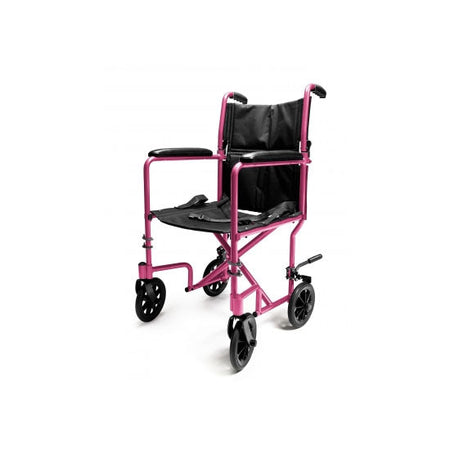 Everest & Jennings Lightweight Aluminum Transport Chair, 19", Pink (EJ791-1)