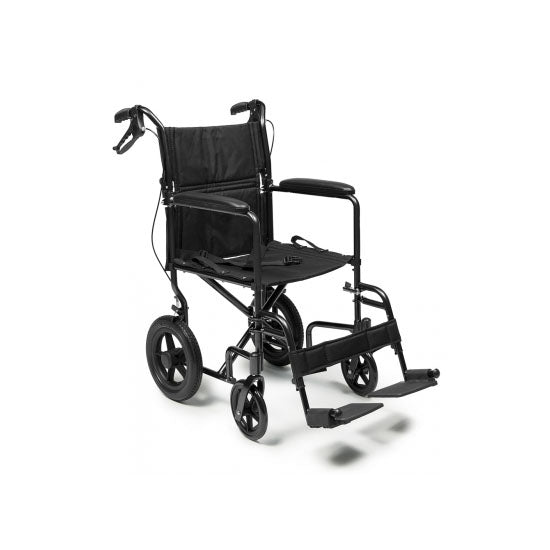 Everest & Jennings Deluxe Aluminum Transport Chair w/12" Rear Wheel, 19", Black (EJ870-1)