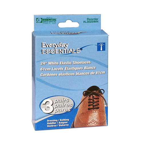 Essential Medical Everyday Essentials Elastic Shoelace, 24", White