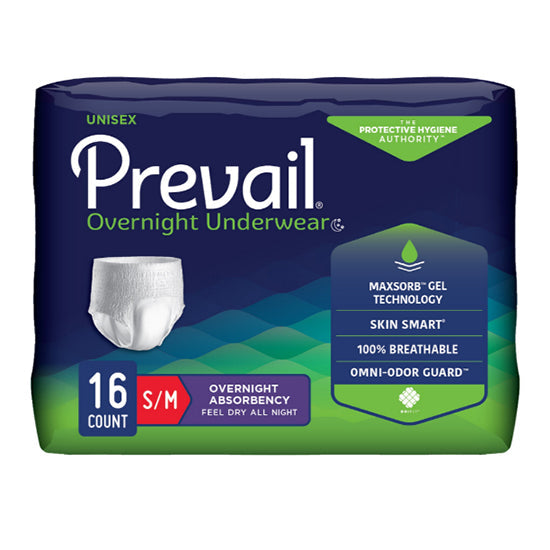 First Quality Prevail Unisex Overnight Underwear, Small/Medium, 34" x 46" (PVX-512)