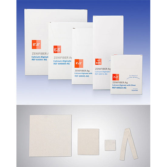 ZeniMedical ZeniFiber AG Calcium Alginate Dressing, 6" x 6" (600660-AG)