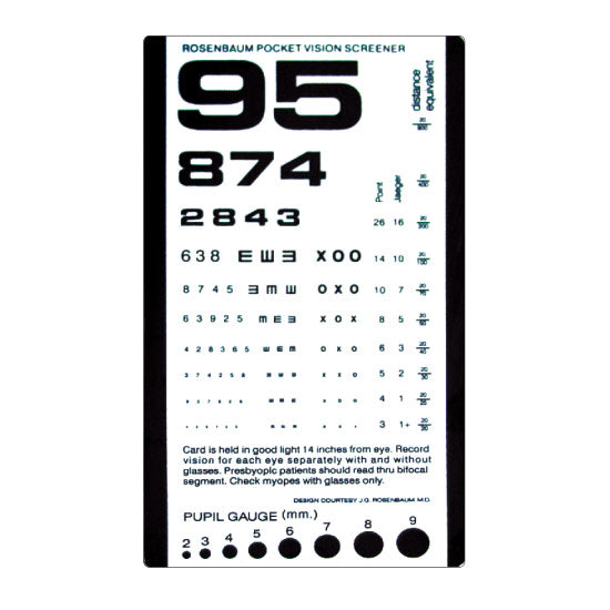 Grafco Rosenbaum Pocket Vision Screener Card, 6-3/8" x 3-1/2" (1243-1)