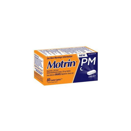 Johnson & Johnson Motrin PM Pain Relief Caplets, Coated, 80 Count (56380)