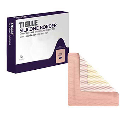 KCI Tielle Essential Silicone Border Foam Dressing 4" x 7-7/8" (TLESB1020U)
