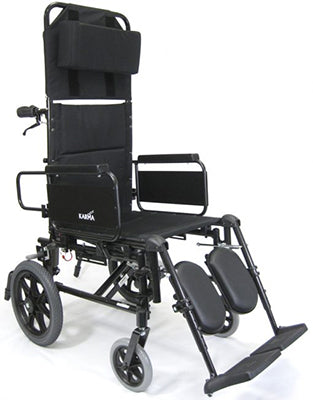 Karman KM5000 16" Seat Lightweight Reclining Transport Wheelchair w/Removable Desk Armrest