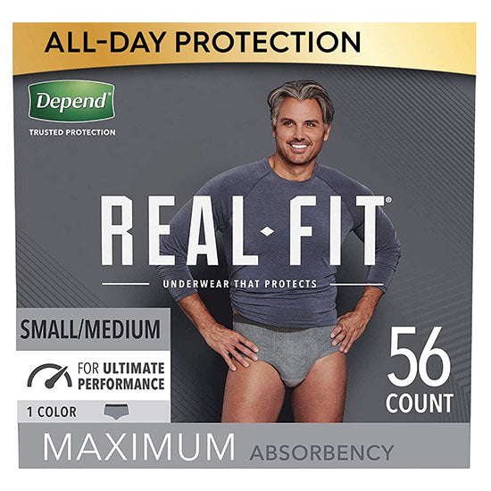 Kimberly Clark Real Fit Underwear for Men, S/M, Black and Gray (50982)