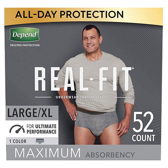 Kimberly Clark Real Fit Underwear for Men, L/XL, Black and Gray (50983)