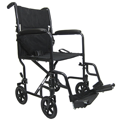 Karman LT-2017 17" Lightweight Transport Chair w/Removable Footrest in Black