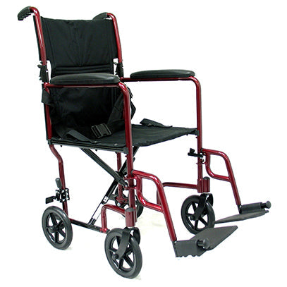 Karman LT-2019 19" Lightweight Transport Chair w/Removable Footrest in Burgundy