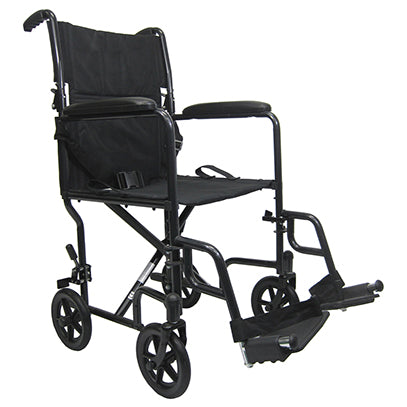 Karman LT-2019 19" Lightweight Transport Chair w/Removable Footrest in Black