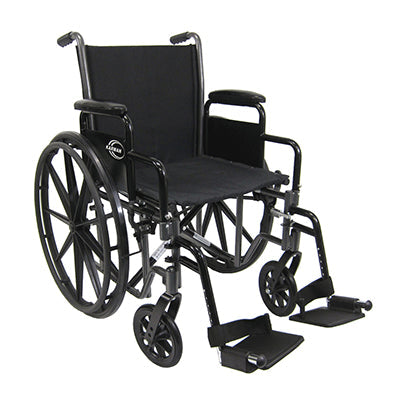 Karman LT-700T 18" Height Adujustable Seat, Lightweight Steel Wheelchair w/Removable Armrest and Elevating Legrest