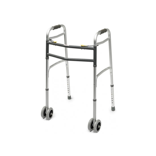 Lumex Bariatric Imperial Collection Dual Release X-Wide Folding Walker with 5" Wheels, Aluminum (604070W)