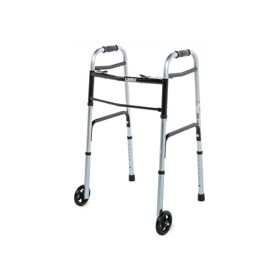 Lumex Everyday Dual Release Walker, With Fixed Front Wheels, Silver (716270B-1S)