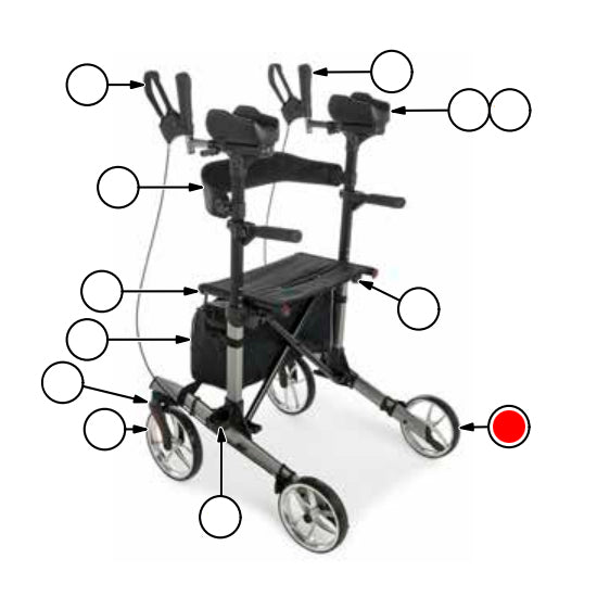 Replacement Rear Wheel for Lumex LX9000 Rollator (LX9000-RWH)