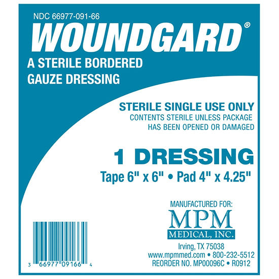 MPM Medical WoundGard Bordered Gauze Dressing, 6" x 6" (MP00096C)