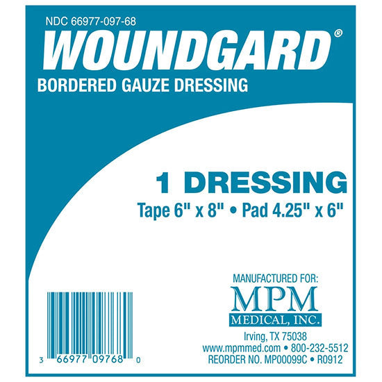 MPM Medical WoundGard Bordered Gauze Dressing, 6" x 8" (MP00099)