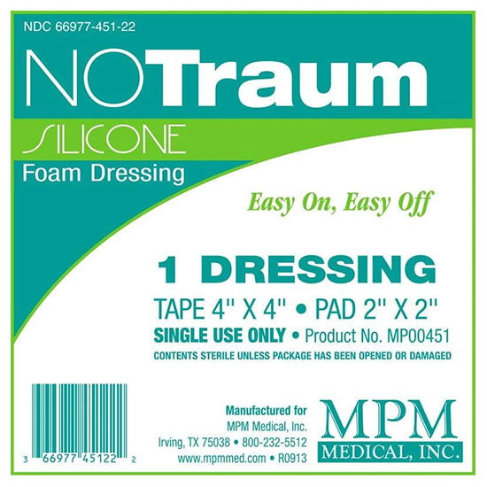 MPM Medical NoTraum Silicone Foam Dressing, 4" x 4" (MP00454)