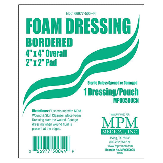 MPM Medical Bordered Foam Dressing, 4" x 4" (MP00500)
