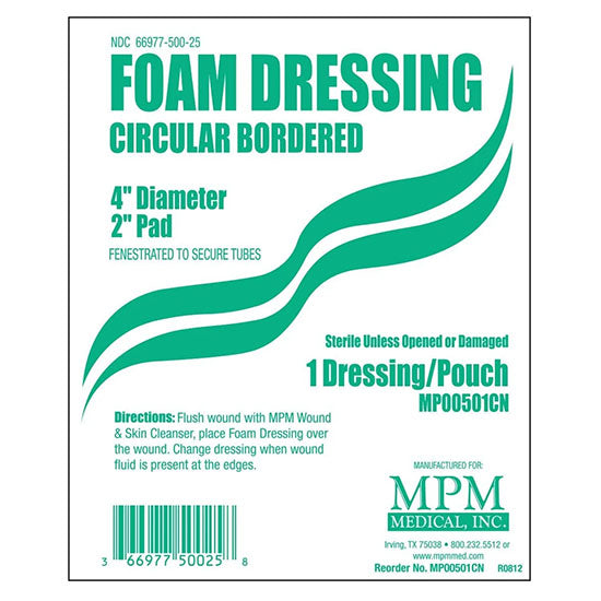 MPM Medical Bordered Foam Dressing, 4" x 4" (MP00501)