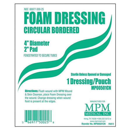 MPM Medical Bordered Foam Dressing, 4" x 4" (MP00501)