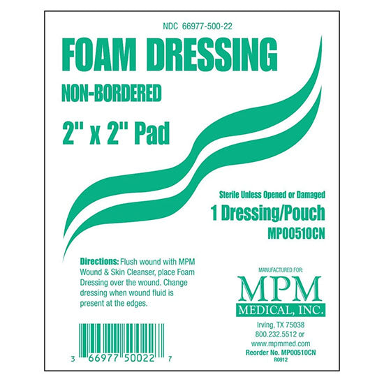MPM Medical Non-Bordered Foam Dressing, 2" x 2" (MP00510)