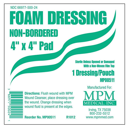 MPM Medical Non-Bordered Foam Dressing, 4" x 4" (MP00511)
