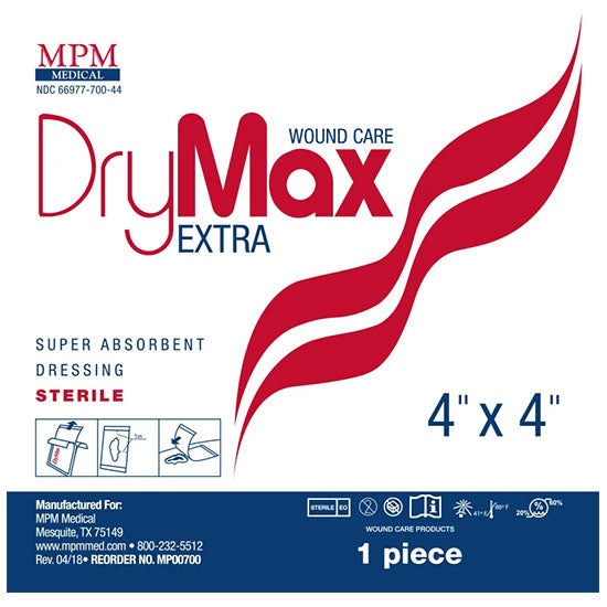 MPM Medical DryMax Extra Super Absorbent Dressing, 4" x 4" (MP00700)