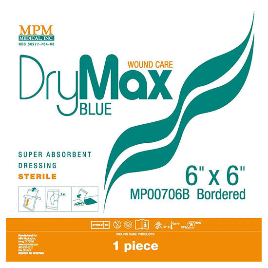 MPM Medical DryMax Blue Super Absorbent Dressing, 6" x 6" (MP00706B)