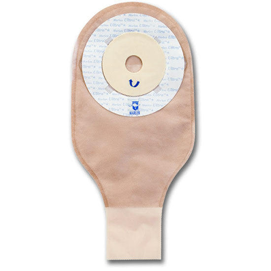 Marlen UltraLite Ileostomy-Colostomy Drainable One-Piece Pouch, with Aquatack, Flat, Pre-cut 1-1/4", Transparent (55271)