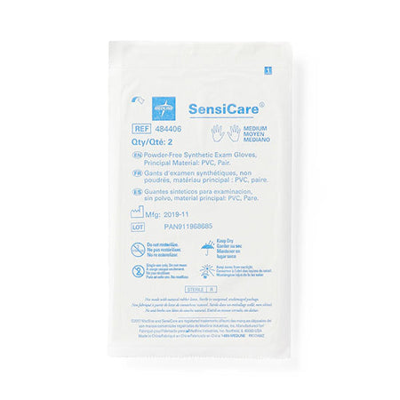 Medline SensiCare Sterile Powder-Free Stretch Vinyl Exam Gloves, Pairs, Medium (484406)