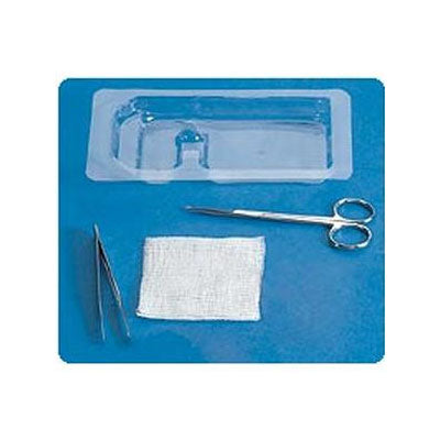 Medline Suture Removal Tray with Metal Littauer Scissors and Plastic Forceps (MDS707555)