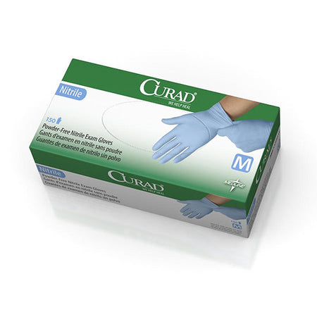 Medline CURAD Textured Nitrile Exam Gloves, Medium, Blue (CUR9315)