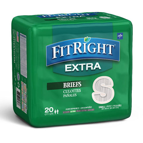 Medline FitRight Extra Cloth-Like Adult Incontinence Briefs, Size S (FITEXTRASM)