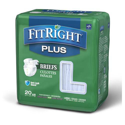 Medline FitRight Plus Adult Incontinence Briefs, Size L (FITPLUSLG)