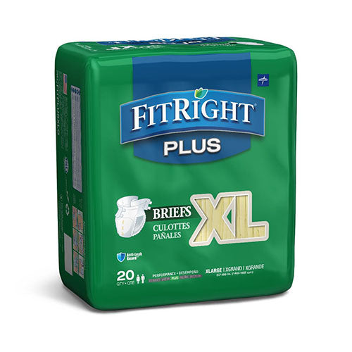Medline FitRight Plus Adult Incontinence Briefs, Size XL (FITPLUSXLG)