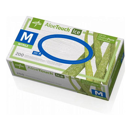 Medline Aloetouch Ice Nitrile Exam Gloves, Green, Medium (MDS195285)