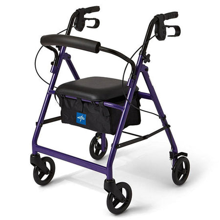 Medline Basic Aluminum Rollator with 6in Wheels, Purple (MDS86850EP)
