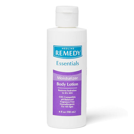 Medline Remedy Essentials Moisturizing Body Lotion, Unscented, 4 oz. (MSC092MBL04)