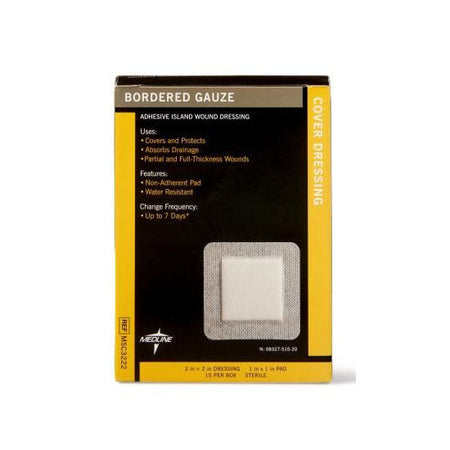 Medline Bordered Gauze Adhesive Island Wound Dressing, 2" x 2" (MSC3222Z)