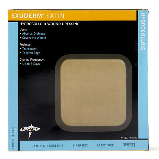 Medline Exuderm Satin Hydrocolloid Wound Dressing, 8" x 8" (MSC5488)