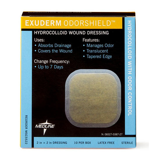 Medline Exuderm Odorshield Hydrocolloid Dressing, 2" x 2" (MSC5522)