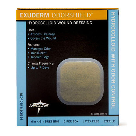 Medline Exuderm Odorshield Hydrocolloid Dressing, 6" x 6" (MSC5566)