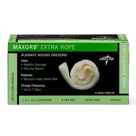 Medline Maxorb Extra CMC / Alginate Dressing, 1" x 12" Rope (MSC7012EP)