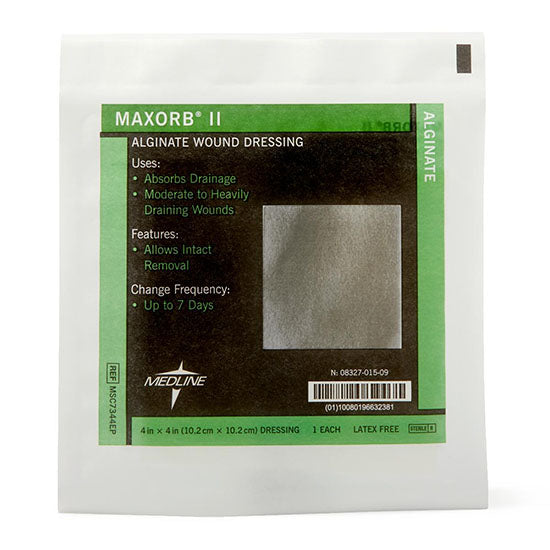 Medline Maxorb II Alginate Dressing, 4" x 4" (MSC7344EP)