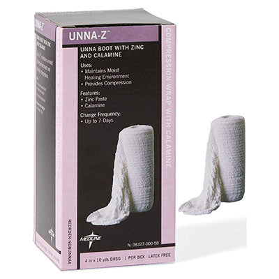 Medline UNNA-Z Gauze Bandage with Zinc and Calamine, 4" x 10 yd (NONUNNA4)