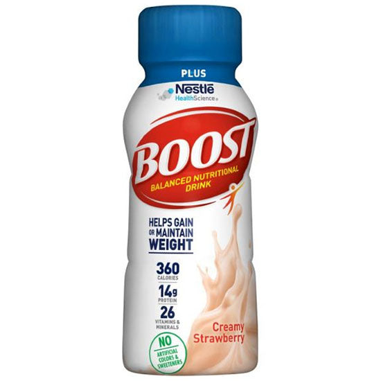 Nestle Healthcare Nutrition BOOST Plus, Creamy Strawberry, 8oz Bottle (93336)