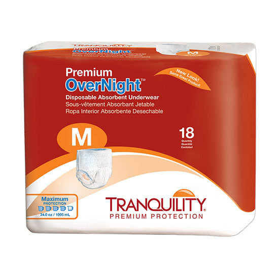Tranquility Premium OverNight Disposable Absorbent Underwear, Medium (2115)